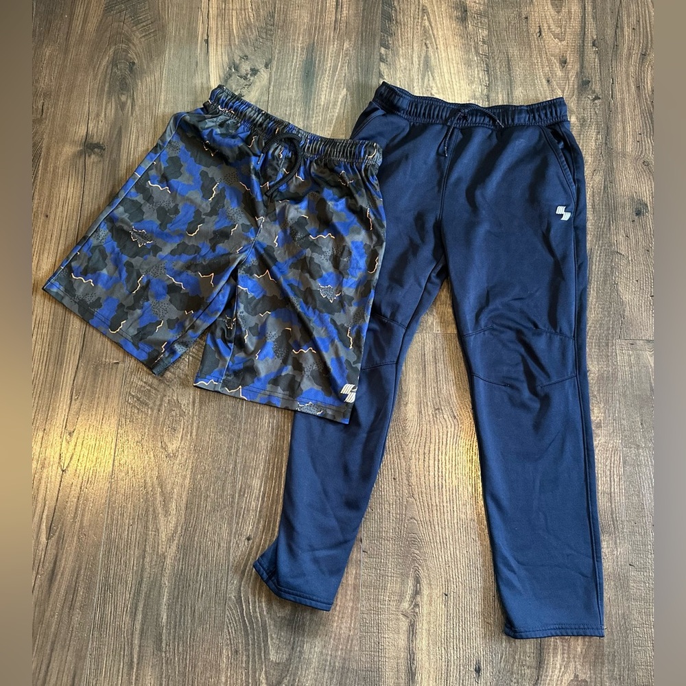 GUC 2 CHILDREN'S PLACE Clothes, Boys Blue Sweat Pants & Shorts Size XL 14
